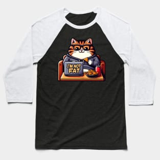 I'm Not Fat meme Chubby Tabby Cat Laptop Couch Potato Nachos Soft Drink Baseball T-Shirt